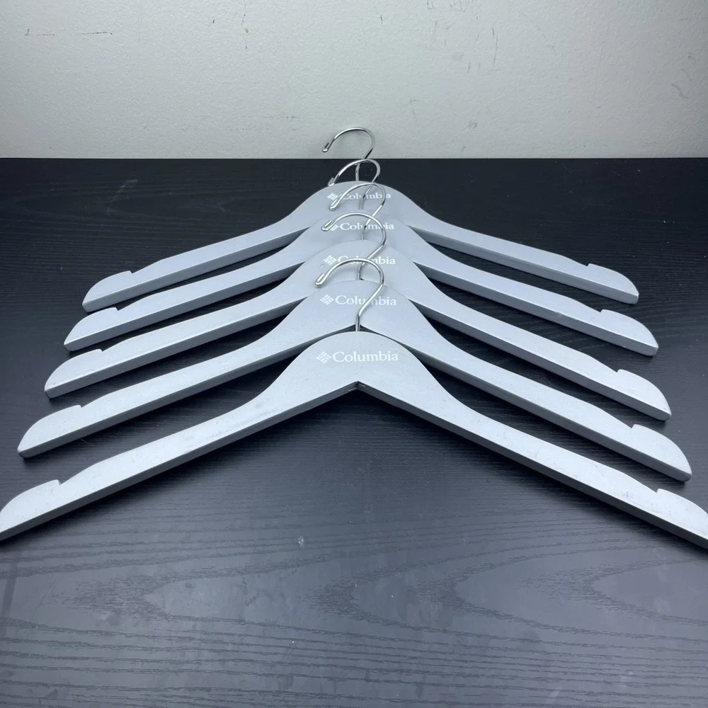 Columbia Sportswear Company Wooden Clothes Hangers Gray Set of 5
